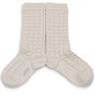 Camille Textured Checked-knit Knee-high Socks | Doux Agneaux