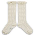 Coralie Textured Checked-knit Knee-high Socks | Doux Agneaux