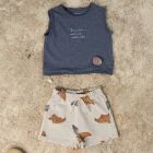 Flame Jersey Sleeveless Tshirt & Printed Fleece Shorts