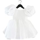 V-Back Puff Sleep Organza Tutu Dress | White