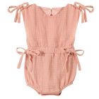 Baby Gauze Sunsuit W/ Ties | Peach