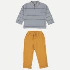 Kian Denim Stripes Shirt & Mario Soft Gauze Pants | Unique/Oil