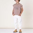 Ranglan T-Shirt & Denim Boy Trousers | Brown/Off-White