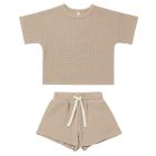 Waffle Tee + Short Set | Warm Grey