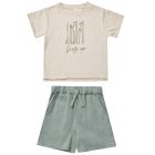 Surf's Up Raw Edge Tee & Aqua Bermuda Short