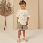 Paradise Raw Edge Tee & Palm Check Relaxed Short
