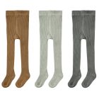 3 Pack Rib Knit Solid Tights | Rust/Agave/Charcoal