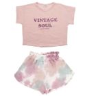 Vintage Soul T-Shirt & Tie Dye Fleece Short | Pink