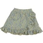 Skirt W/ Ruffles | Green W/ Blue Print