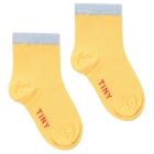 Solid Quarter Socks | Canary W/ Pale Blue Contrast