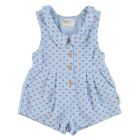 Short JumpsuitW/ Collar | Light Blue W/ Hearts Allover