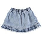 Short Skirt W/ Ruffles | Washed Light Blue Denim