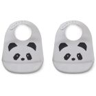 Tilda Silicone Bib 2 Pack | Panda Dumbo Grey