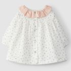 Printed Dress W/ Ruffled Collar