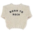 Knitted Sweater | Ecru W/ "Born To Rock" Print On The Back