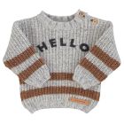 Knitted Sweater | Light Grey W/ "Hello" Front Print