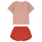 Orso T-Shirt & Georgette Shorts | Orange Stripes/Sunburnt Orange