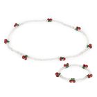 Pearly Cherry Necklace & Bracelet Set | Red/Glitter