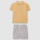 Waffle Polo & Shorts Stripes