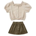 Embroidered Daisy Dylan Blouse & Olive Mini Skirt