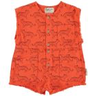 Short Sleeveless Jumpsuit | Orange W/ Black Tigers