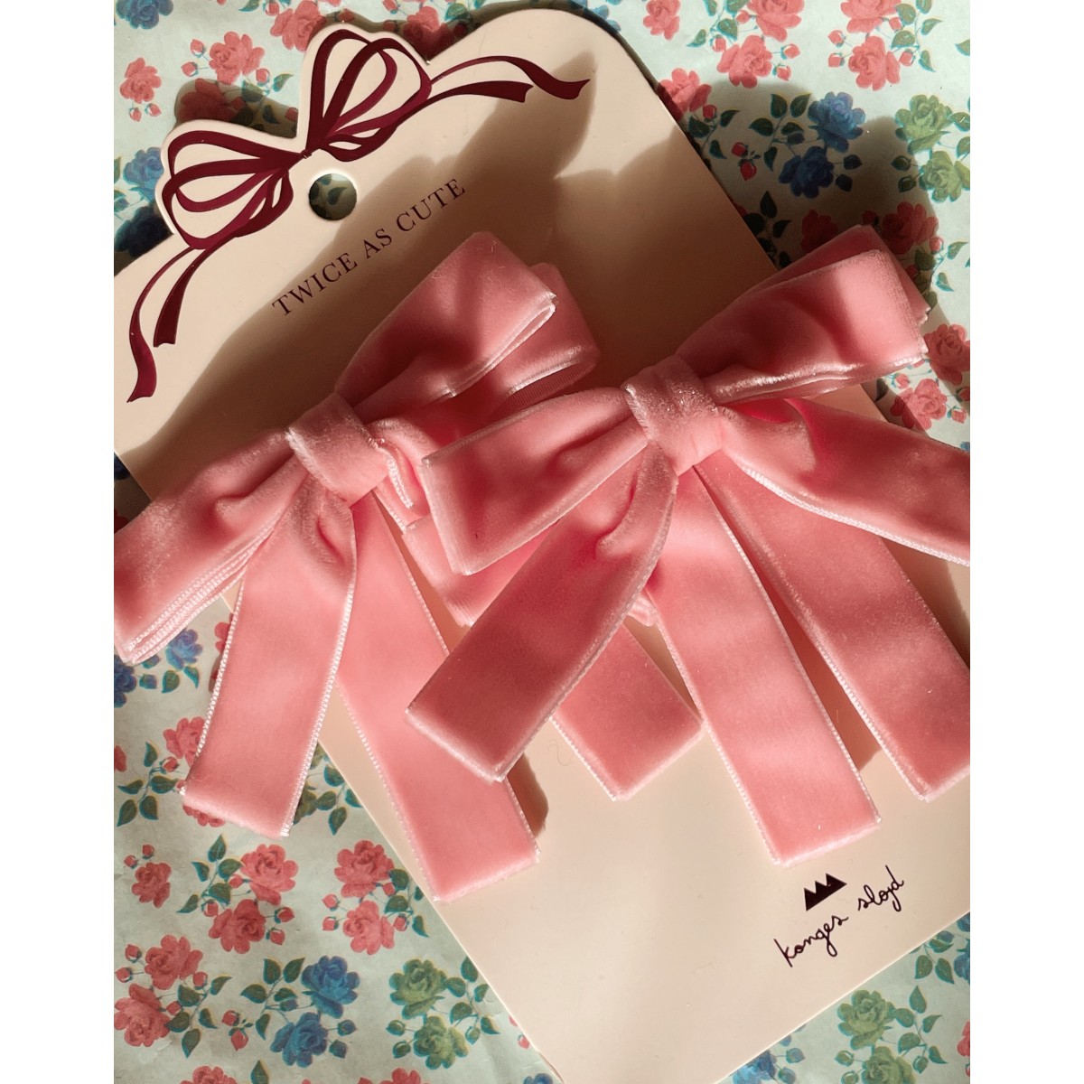 2 Pack Velvet Bow Elastic | Peony Pink