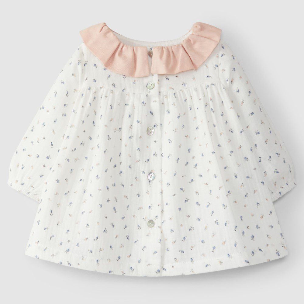 Printed Dress W/ Ruffled Collar