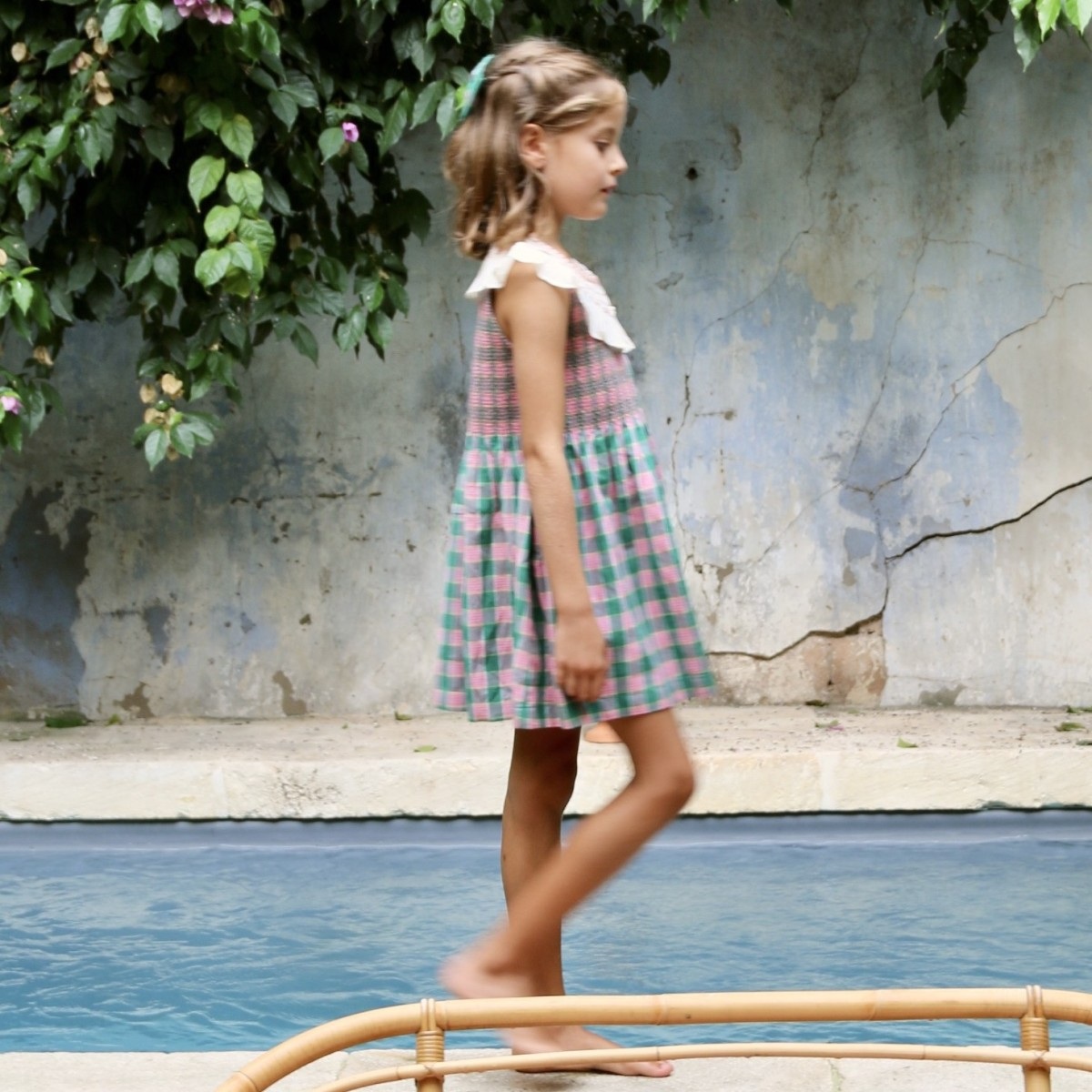 Dress & Bow Set | Mint & Strawberry Check