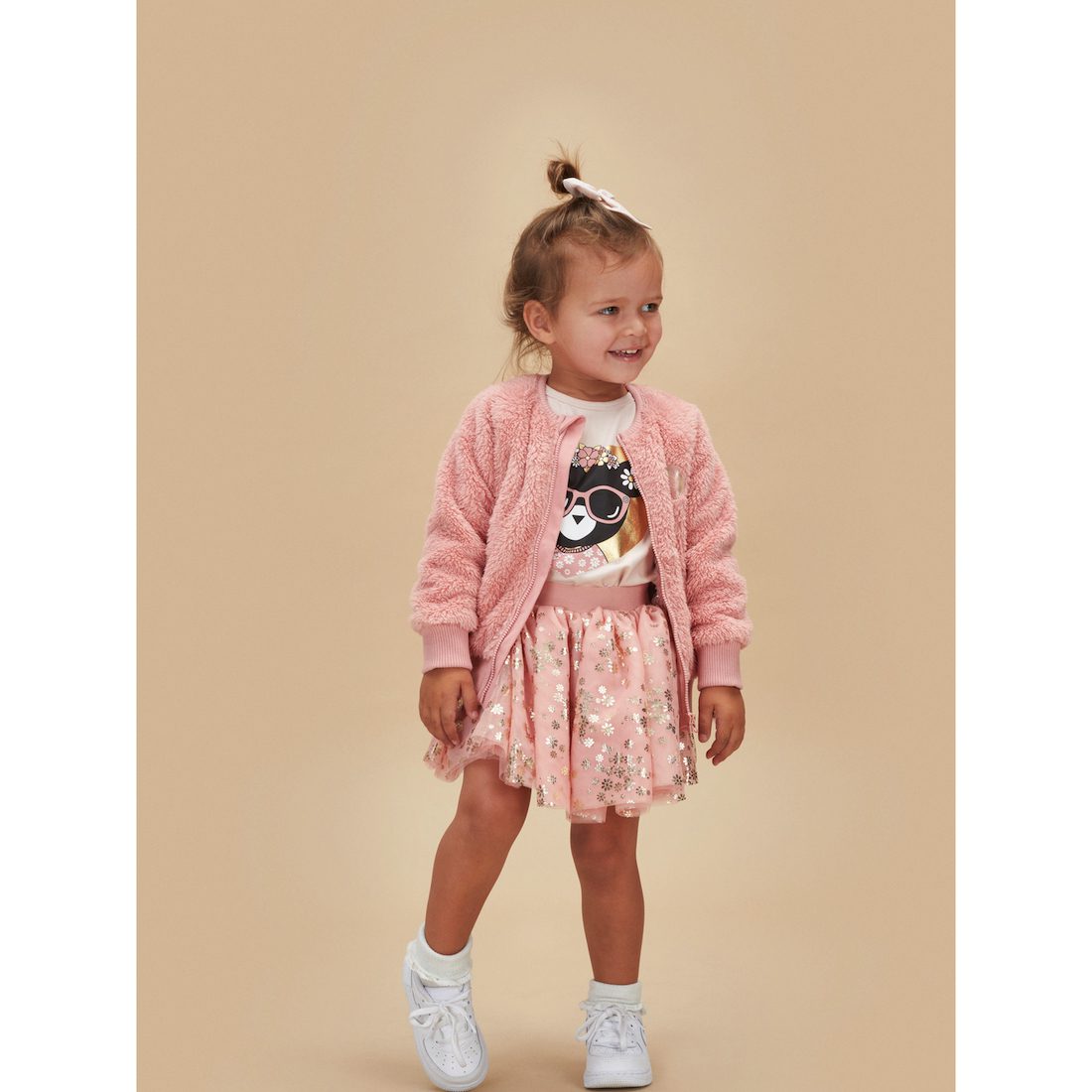 Floral Huxbear Frill Tee & Gold Floral Tulle Skirt