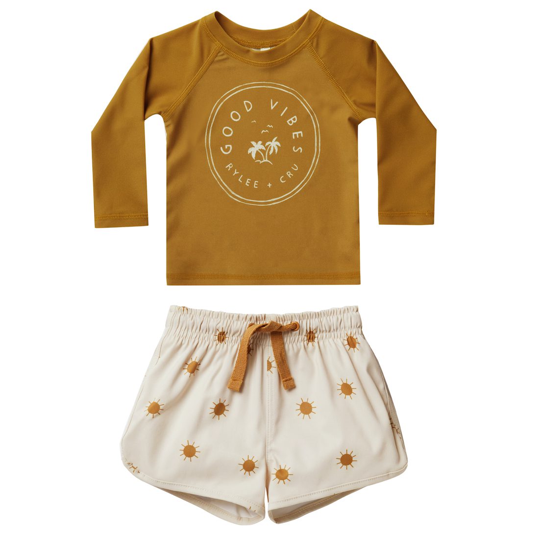Good Vibes Rashguard & Suns Swim Trunks