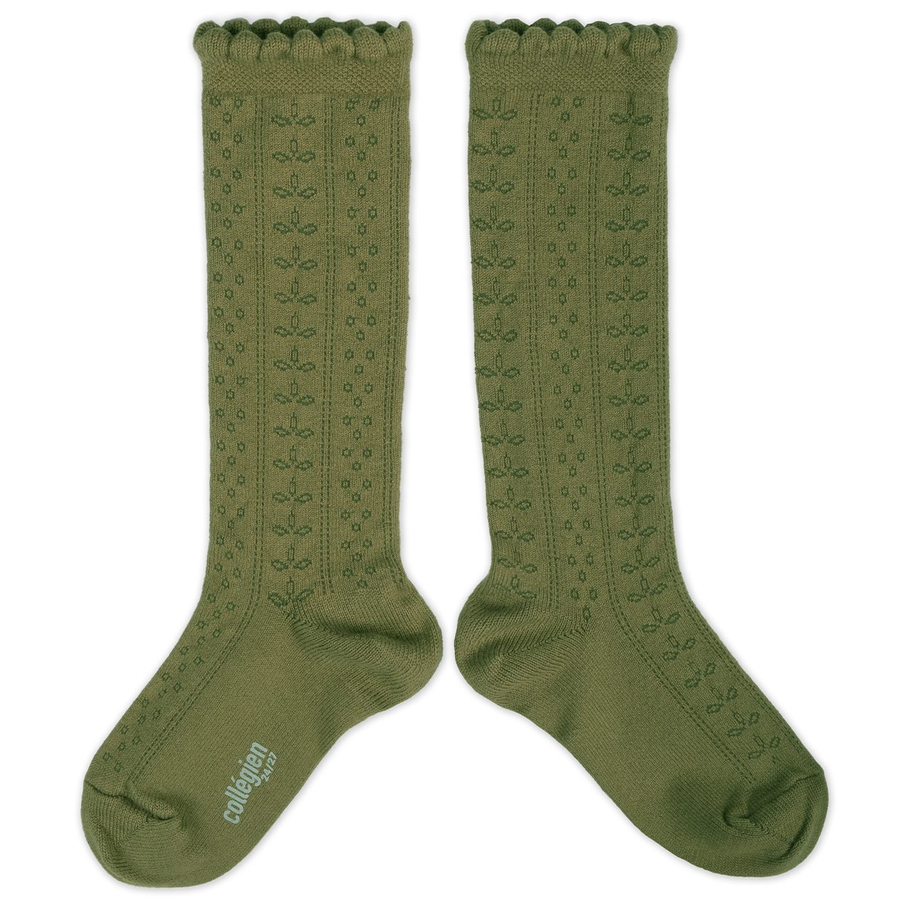 Juliette Pointelle Organic Cotton Knee-high Socks | Olive Du Lubéron