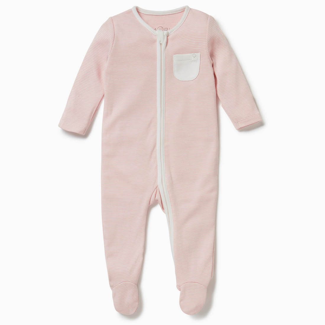Zip Up Sleepsuit | Blush Stripe
