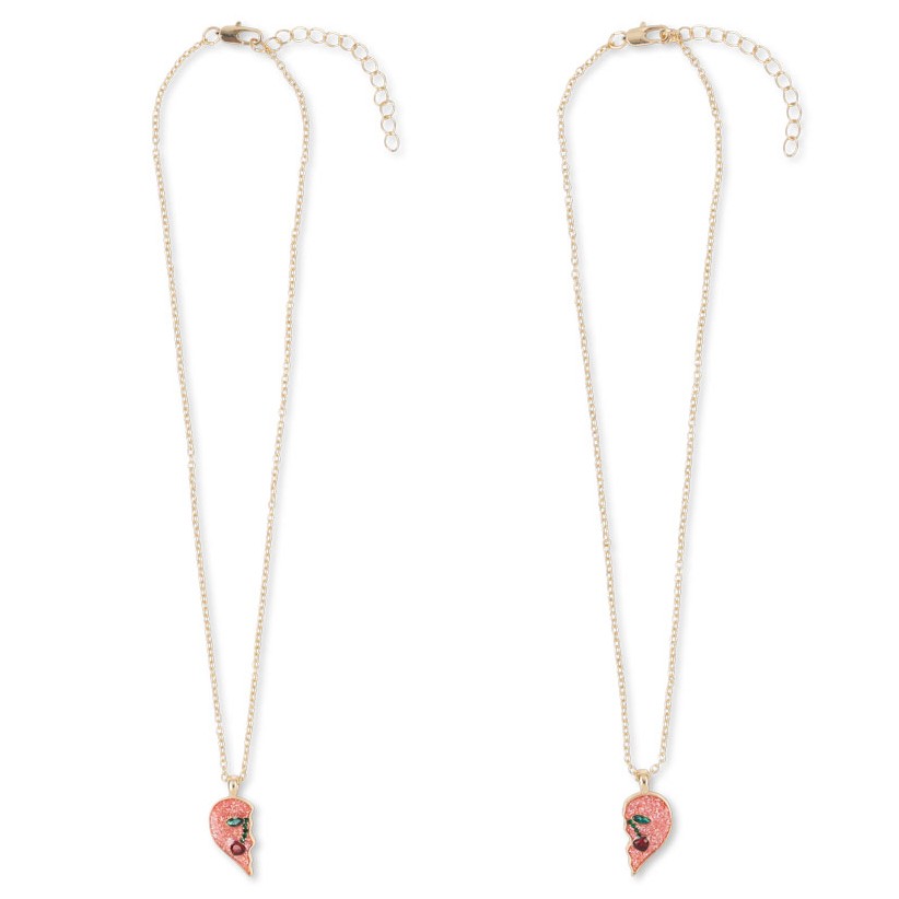 Pearly Cherry Necklace & Bracelet Set | Red/Glitter