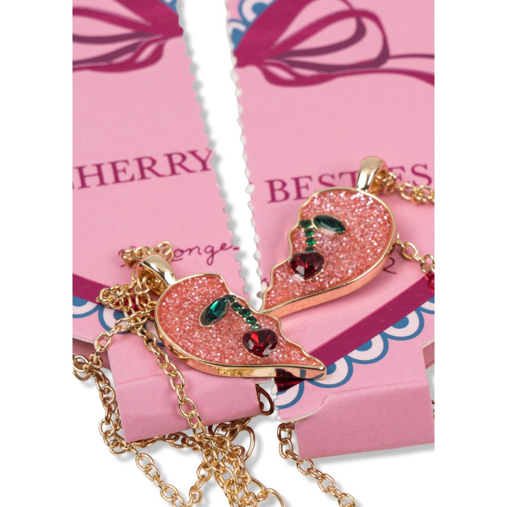 Pearly Cherry Necklace & Bracelet Set | Red/Glitter