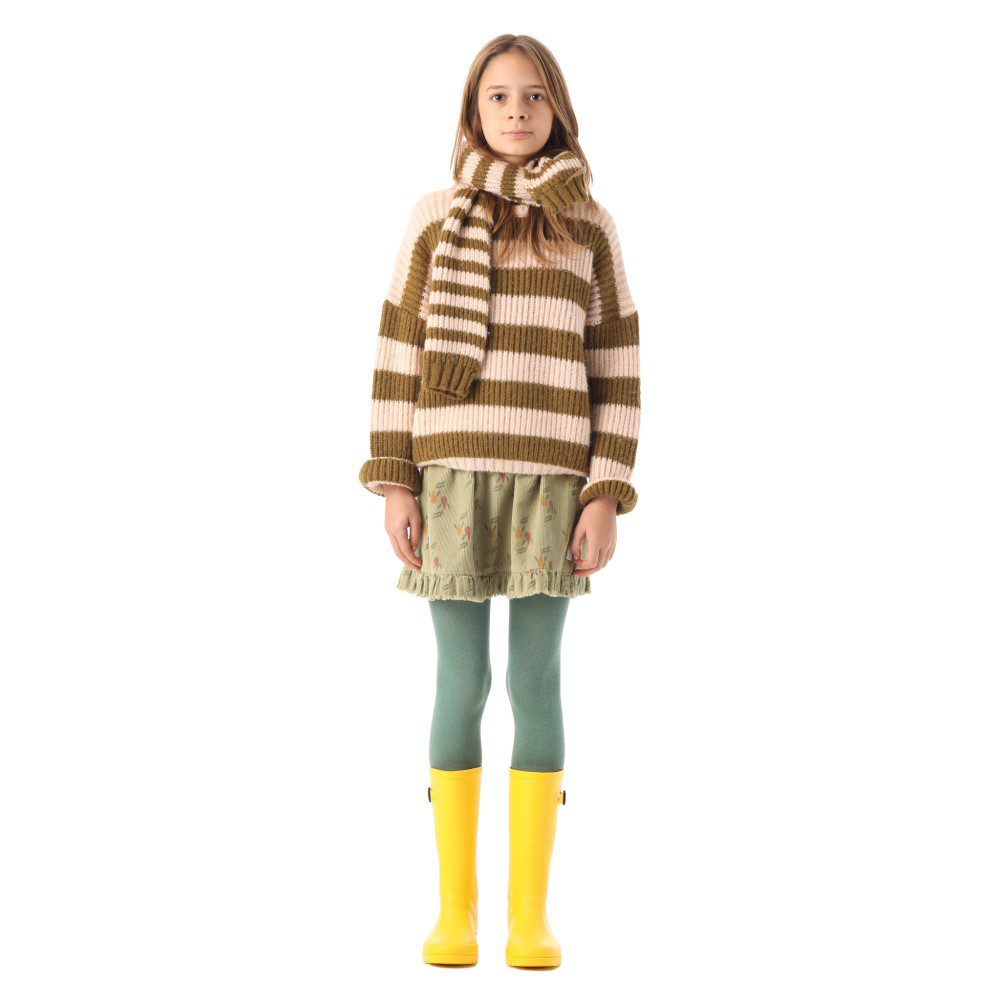 Knitted Sweater | Green & Ecru Stripes