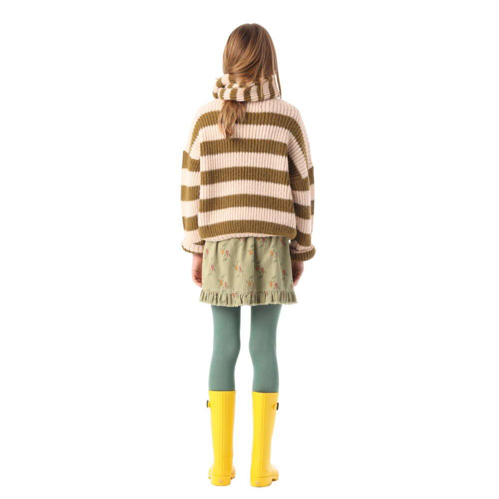 Knitted Sweater | Green & Ecru Stripes