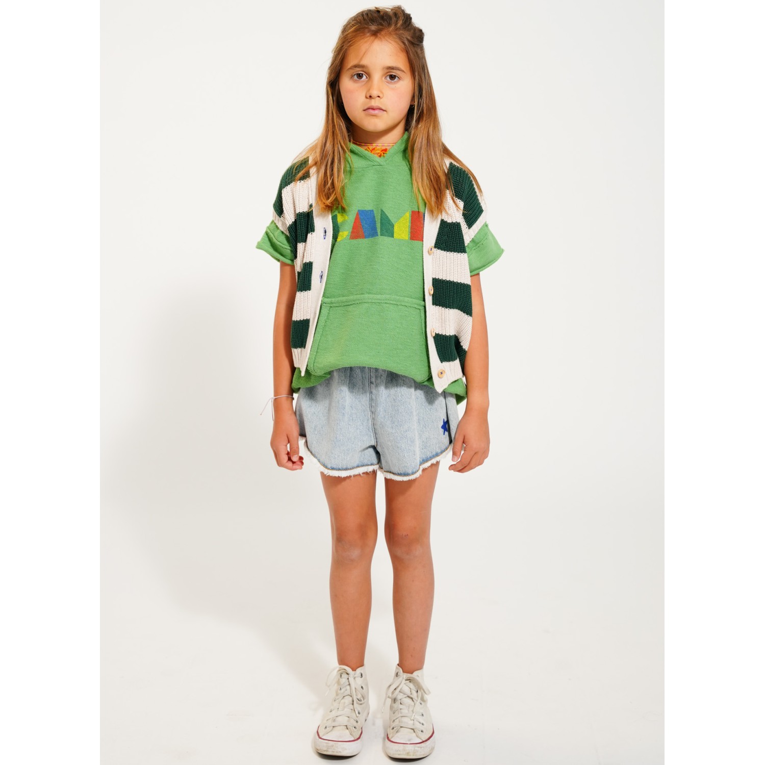 Sleeveless Hooded Sweatshirt | Green W/ Multicolor 