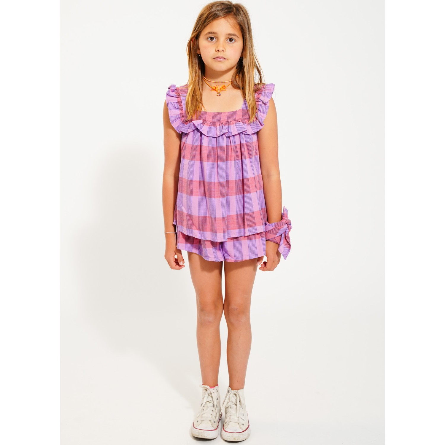 Sleeveless Blouse | Lavender Checkered