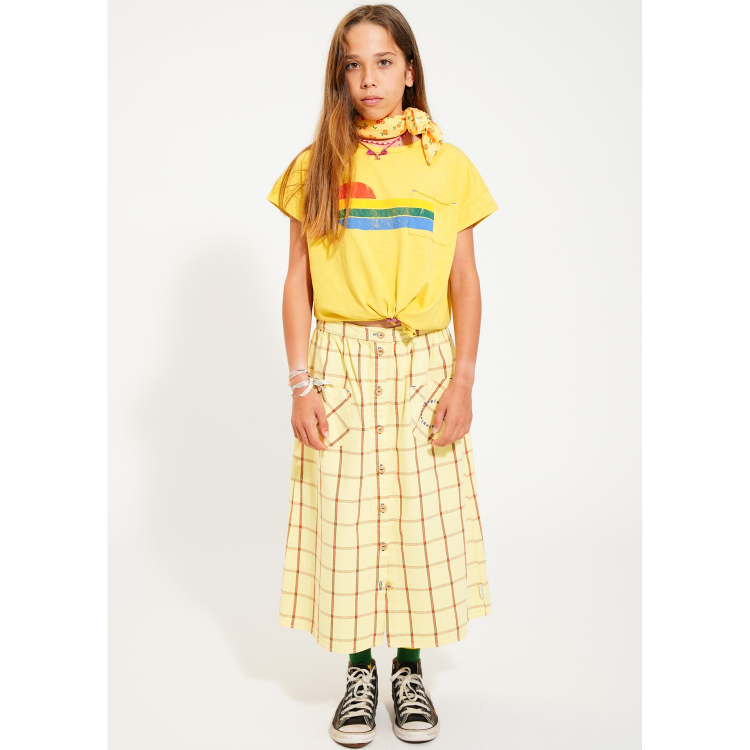 Tshirt | Yellow W/ Multicolor Wave Print