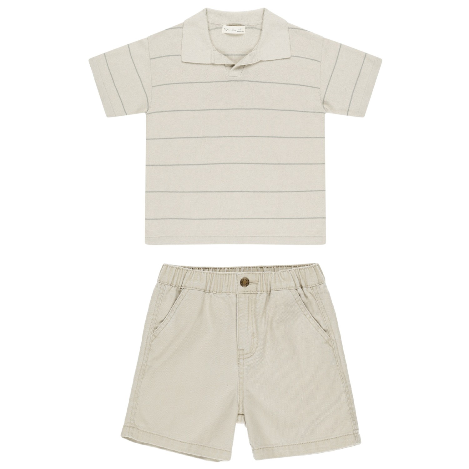 Chandler Knit Polo Eucalyptus Stripe & Dawson Short Stone