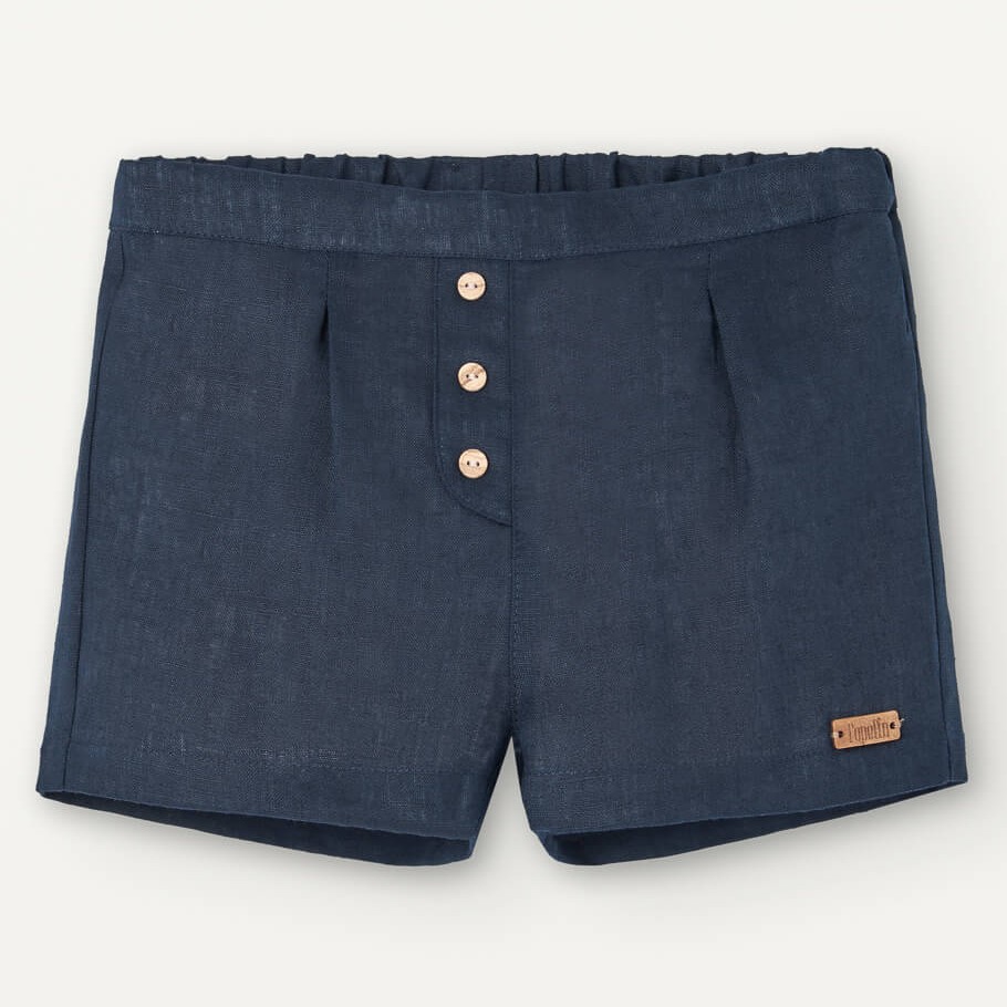 Navy Blue Linen Chino Style Shorts