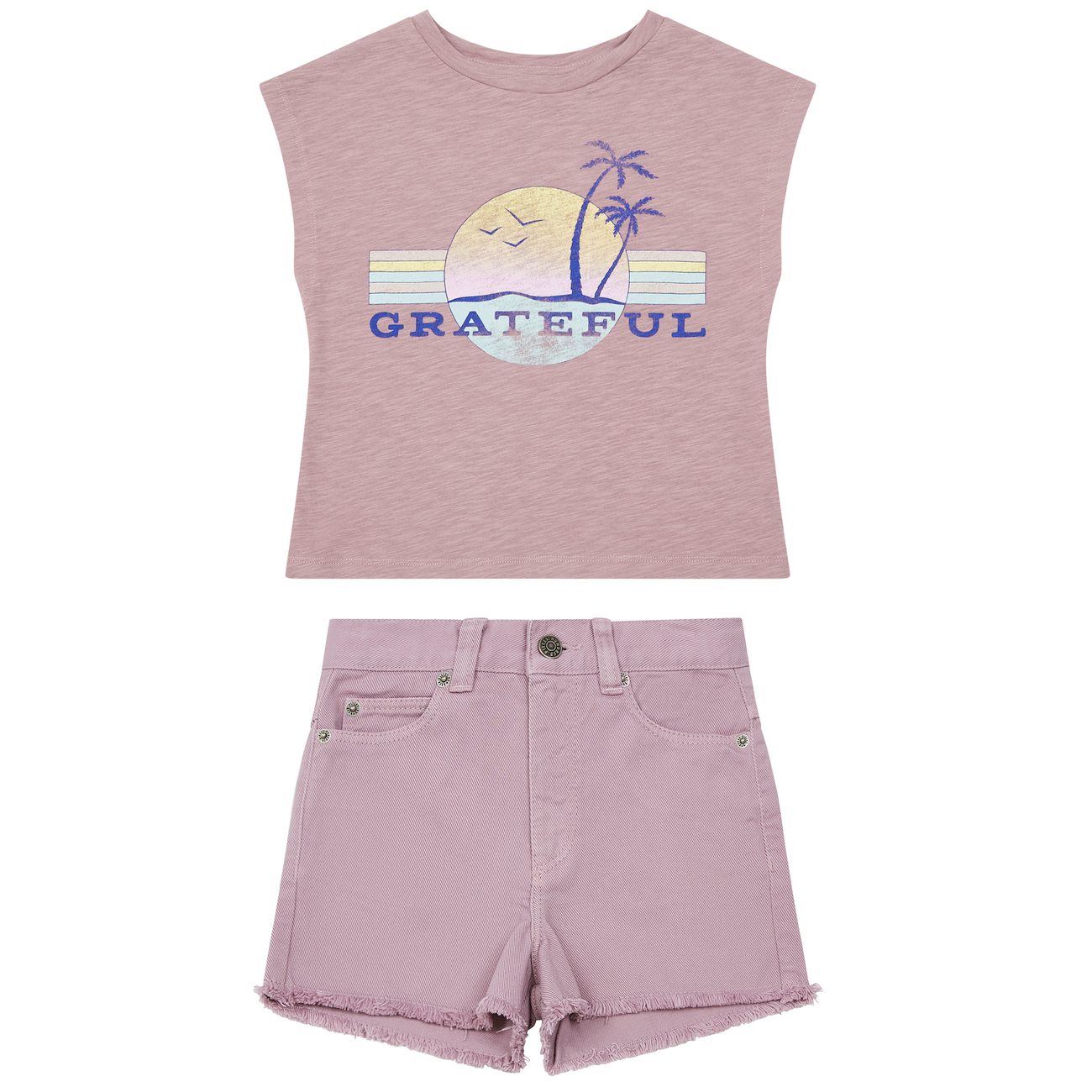 Dried Lilac Grateful Tank & Denim Shorts