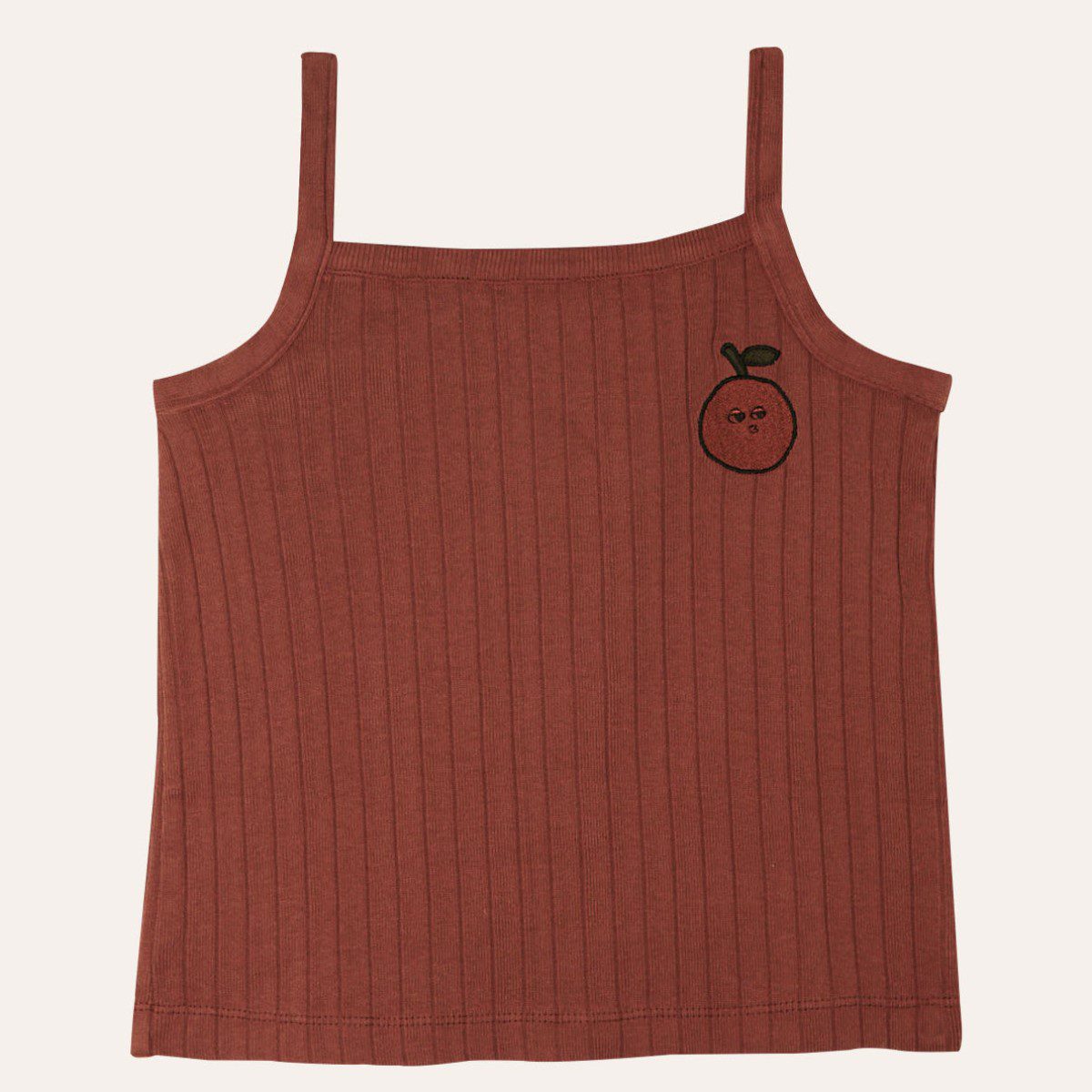 Embroidery Tank Top & Daisies Terry Shorts | Brown